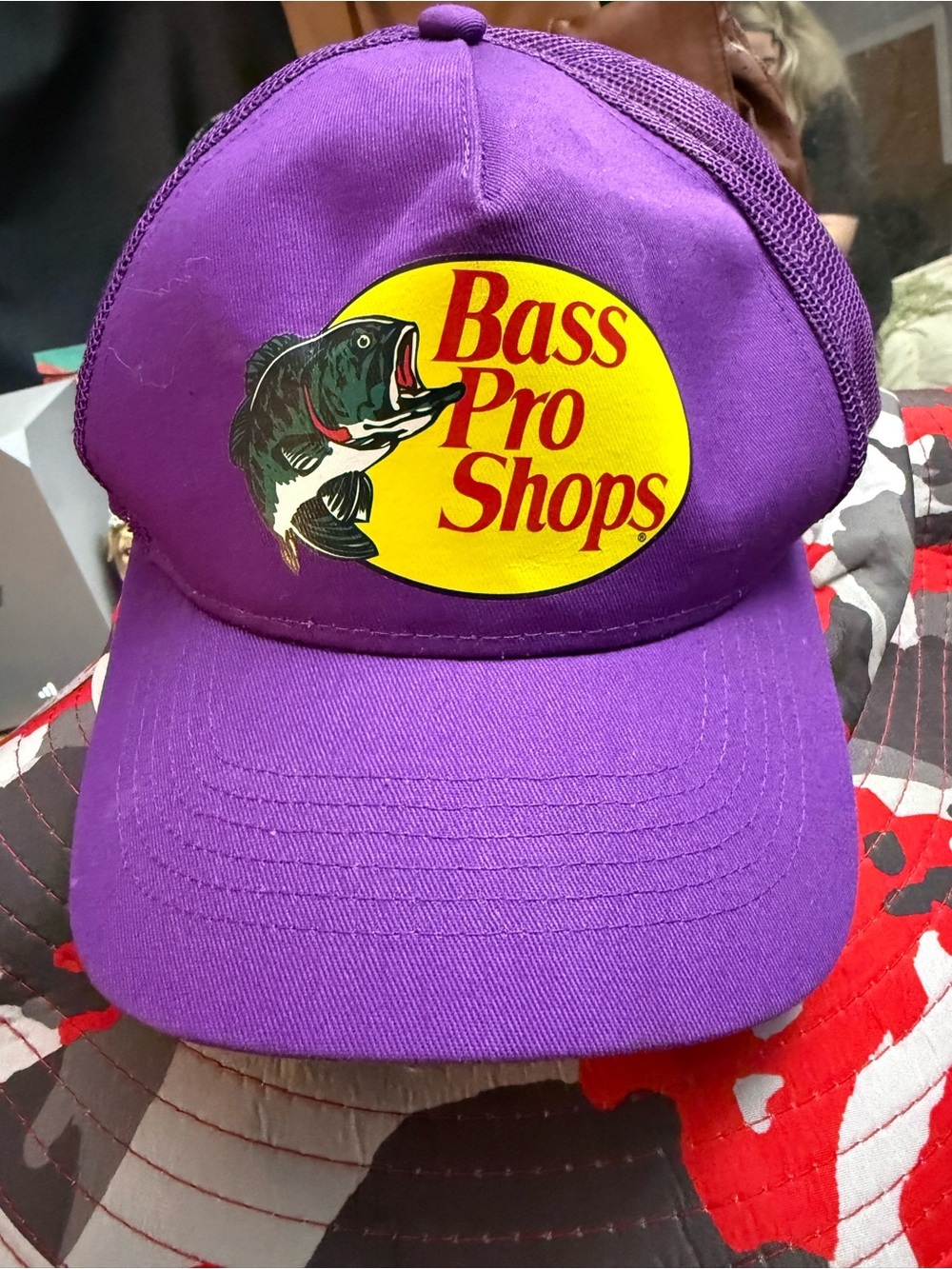 Bass Pro Shops Purple Mesh-Back Trucker Cap with Yellow Logo